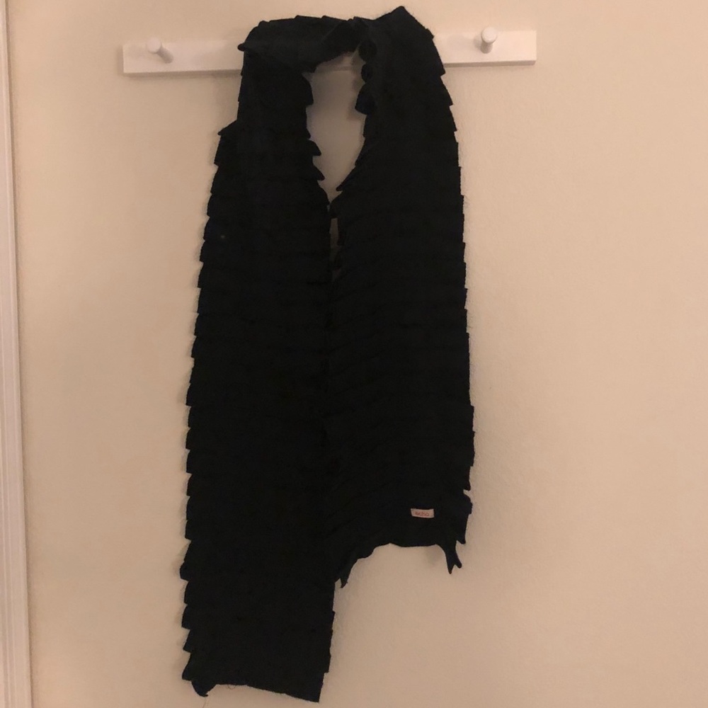 ECHO black winter wrap scarf with pleats